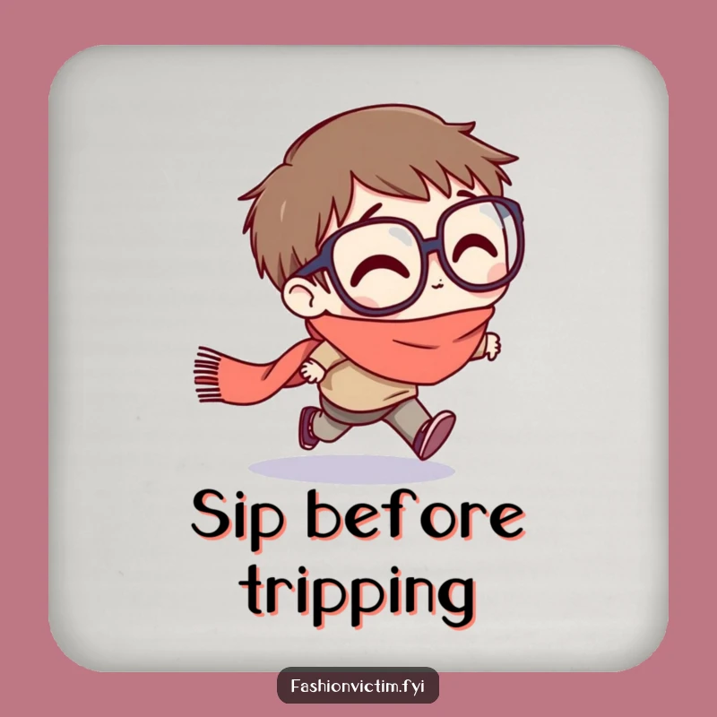 Funny Clumsy Character Drink Coaster: Goofball Table Protector, Cute Funny Gift