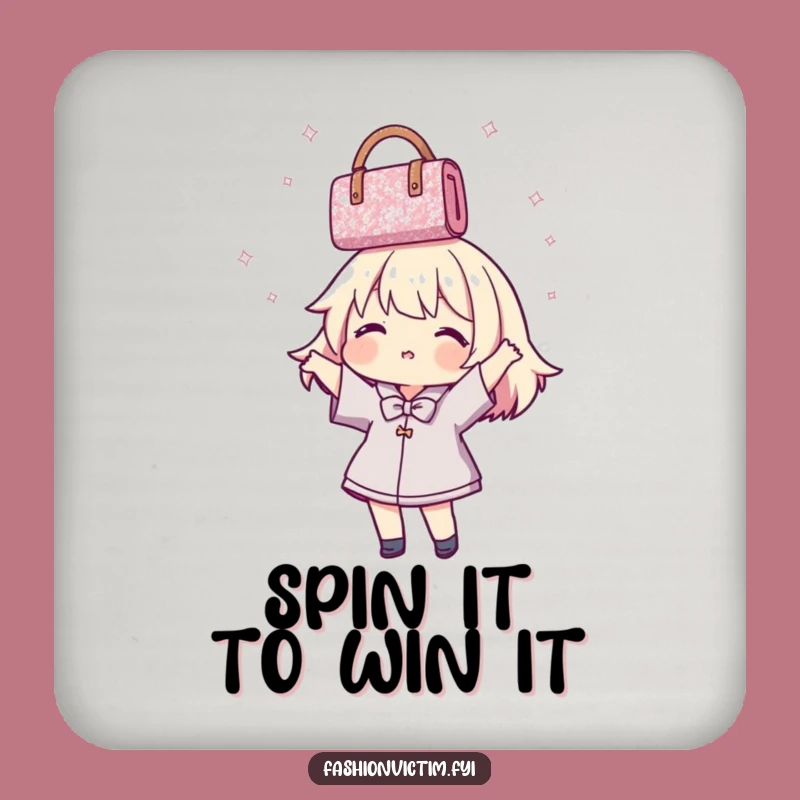 Funny Coaster: Handbag Twirling Character Protecting Surfaces