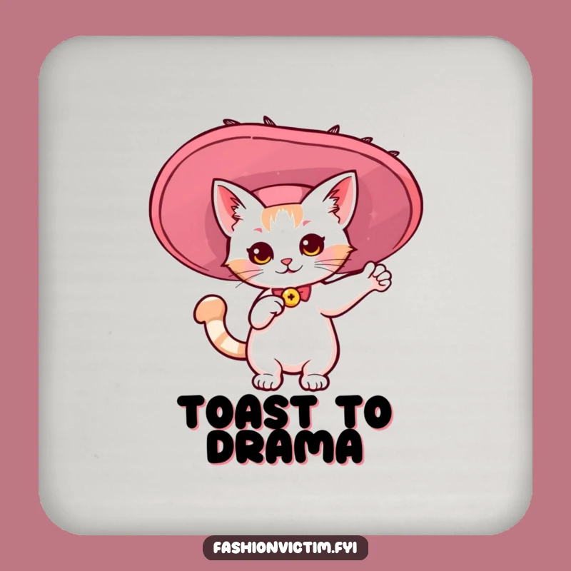 Funny Kawaii Cat Hat Coaster - Hilarious Protection for Your Surfaces!
