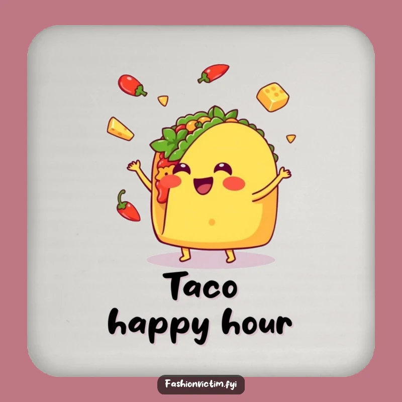 Funny Kawaii Taco Drink Coaster - Protect Surfaces with Humorous Style!