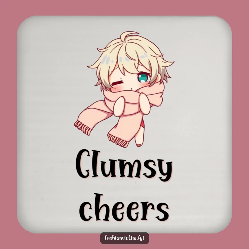 Funny Scarf Tangle Coaster: Bewildered Character, Flowing Scarf, Protects Surfaces