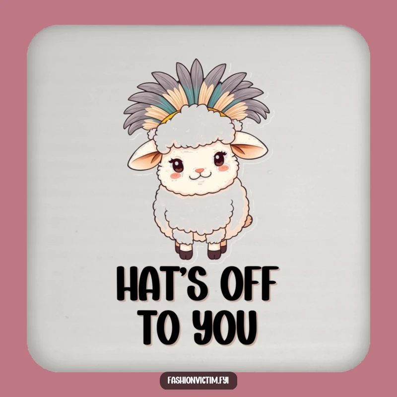 Funny Sheep Feather Hat Drink Coaster: Protect Surfaces with Farm Fresh Humor