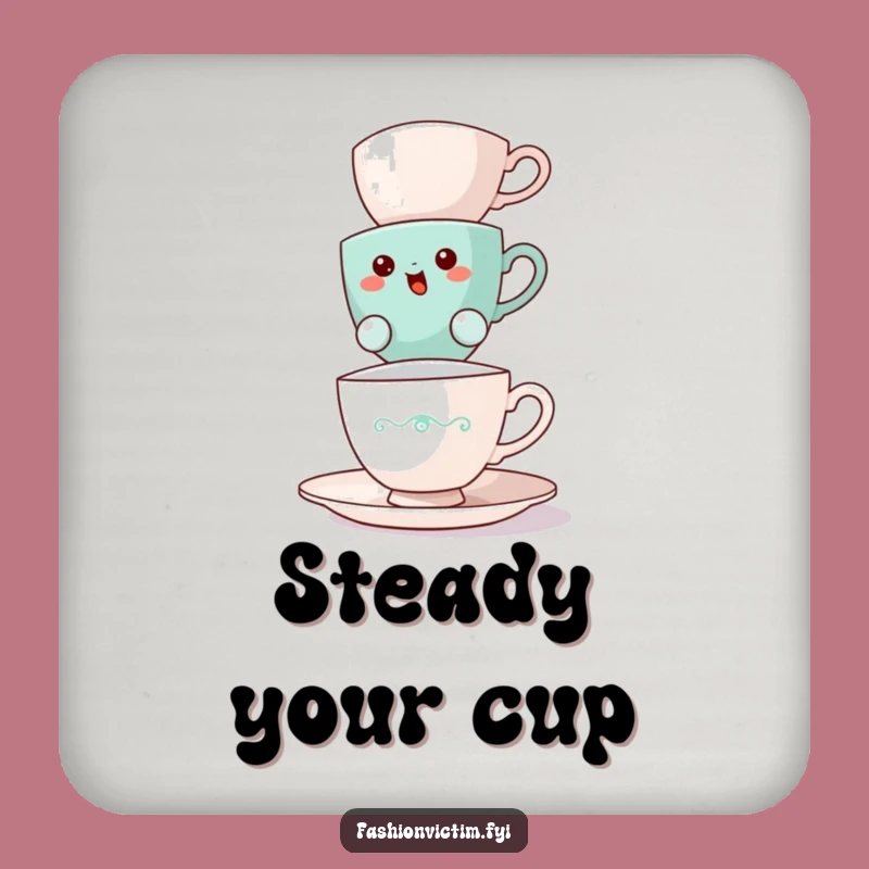 Funny Teacup Balancing Drink Coaster: Protect Surfaces with Precarious Tea Charm