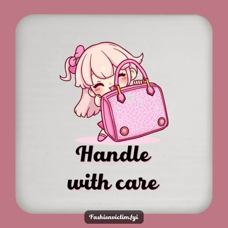 Funny Sparkly Handbag Struggle Coaster, Protects Surfaces with Humor