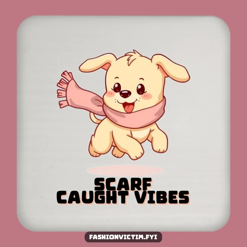 Funny Puppy Scarf Chase Coaster: Protect Surfaces with Canine Charm