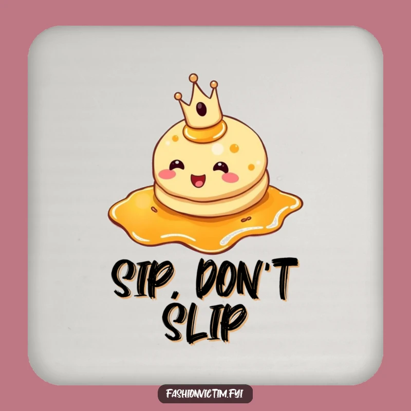 Funny Pancake Crown Drink Coaster: Protect Surfaces with Royal Breakfast Charm