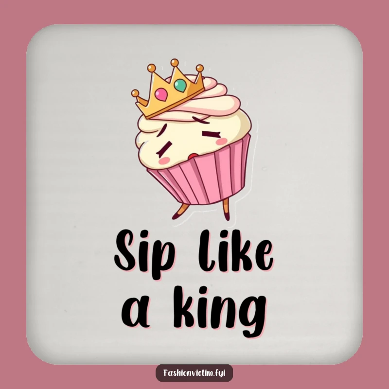 Funny Confused Cupcake Coasters: Protect Surfaces with Royal Charm