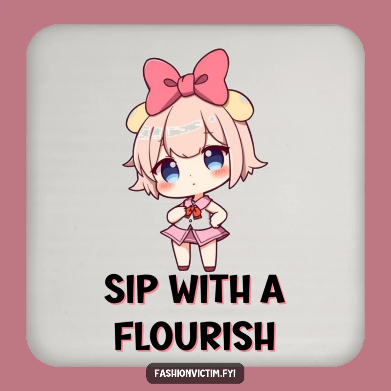 Funny Confident Bow Girl Coaster: Protect Surfaces with Sass!
