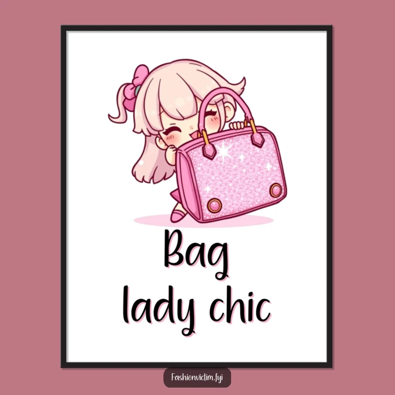 Funny Sparkly Handbag Struggle Poster, Hilarious Wall Art Gift