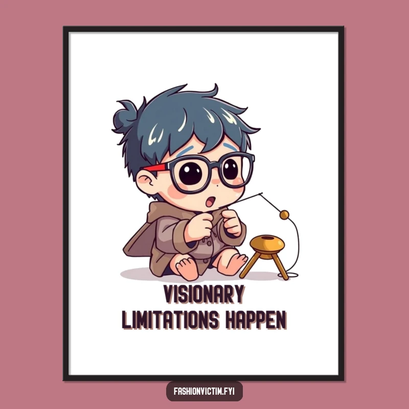 Funny Needle Threading Poster: Big Specs, Tiny Task Humor!