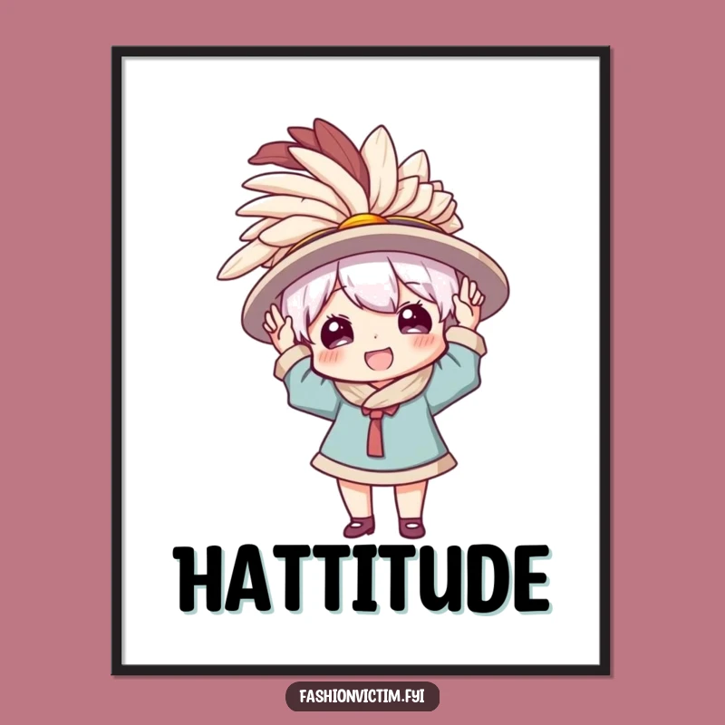 Funny Poster Print: Grand Entrance with a Comically Large Feathered Hat