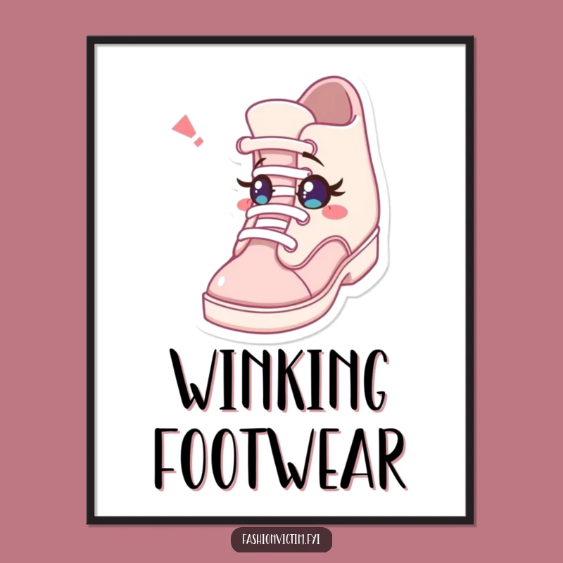Funny Poster Print: The Winking Shoe Surprise - Whimsical Footwear Art