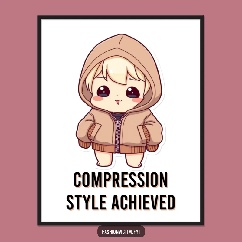 Funny Poster: Small Jacket Struggle Art, Hilarious Wall Decor for Relatable Humor