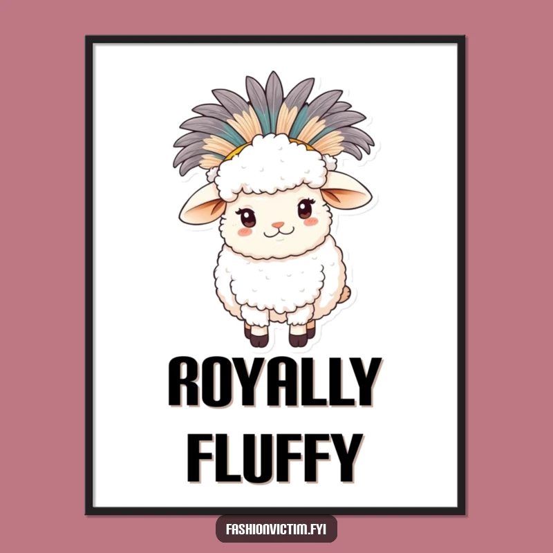 Funny Sheep Feather Hat Poster: Whimsical Wall Art for a Touch of Farm Humor