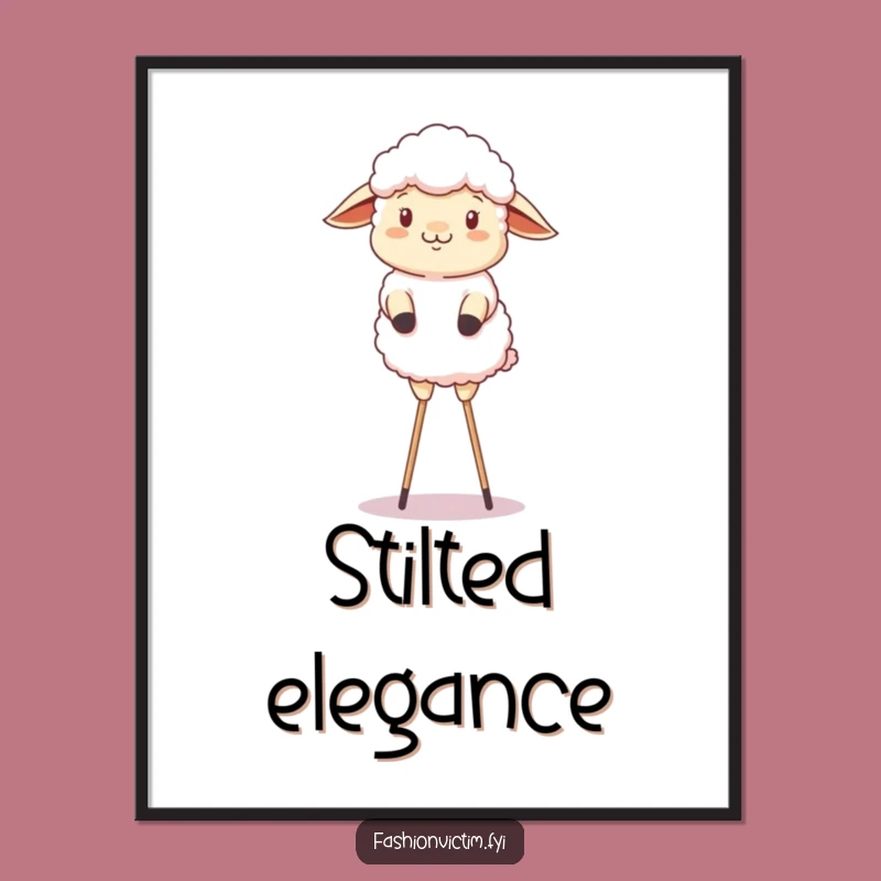 Funny Sheep Stilts Poster: Hilarious Farm Animal Art for Your Wall