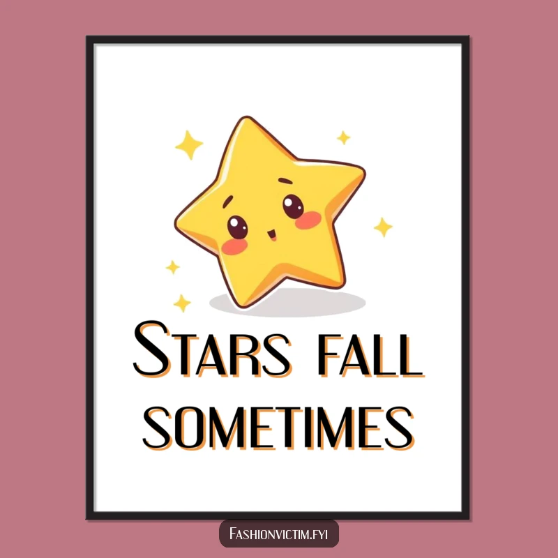 Funny Star Trip Art Poster: Surprised Character Sparkle Decor
