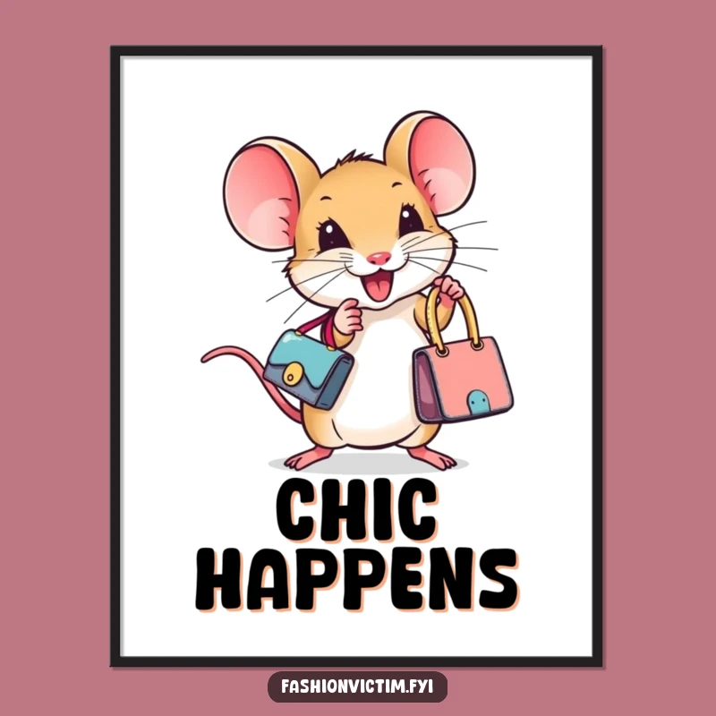 Funny Tiny Mouse Designer Handbag Poster: Wall Art That Sparkles with Humor