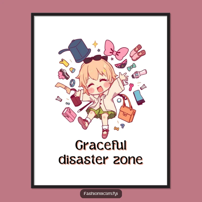 Funny Fashion Art Poster: Tripping Designer's Chaos, Inspiring Decor and Hilarious Gift