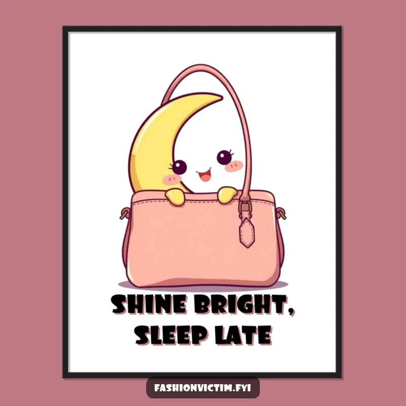 Funny Moon & Handbag Poster: Add Celestial Whimsy to Your Walls