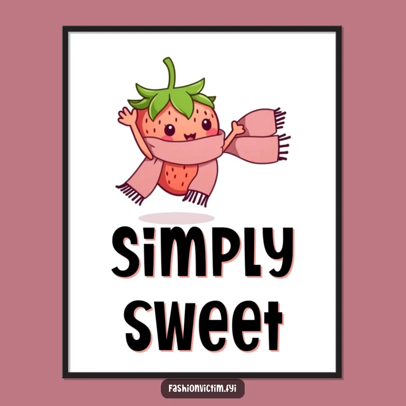 Funny Strawberry Scarf Poster - Hilarious Wall Art for Cute Decor!