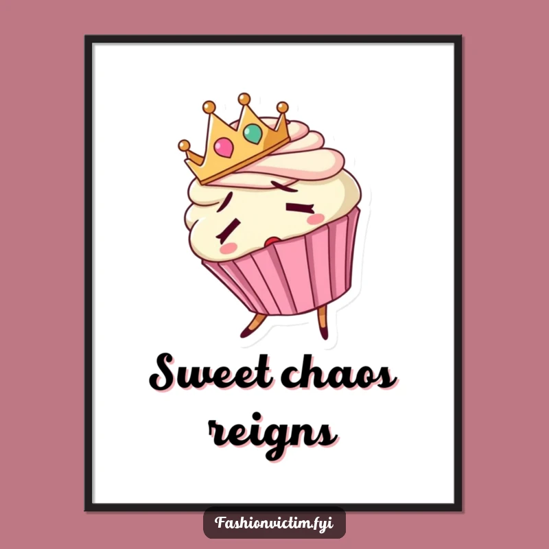 Funny Confused Cupcake Poster: Whimsical Wall Art for Dessert Lovers