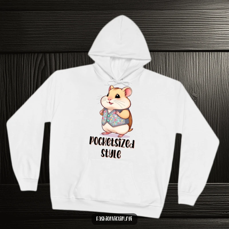 Funny Hamster Hoodie: A chubby hamster looks incredibly stylish in a tiny, dazzling sequined vest, radiating confidence.
