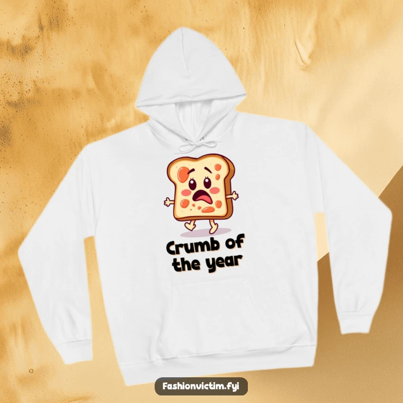 Funny hoodie with a surprised toast slice, jam splotches, and a determined strut down a fashion runway.