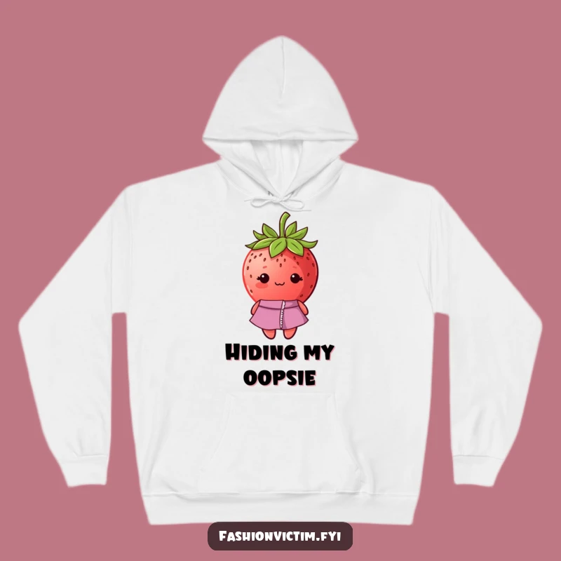 Cozy Funny Shy Strawberry Ripped Dress Hoodie - Warm and Humorous Gift
