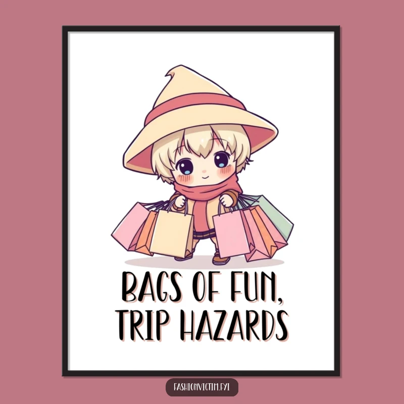 Free Printable Wall Art: Funny Tripping Shopper Child - Hilarious DIY Decor!