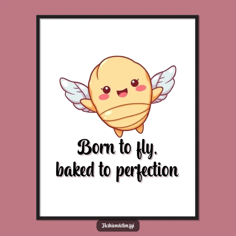 Funny Free Printable Croissant Wall Art: Soaring Pastry Decor, Downloadable Whimsical Art