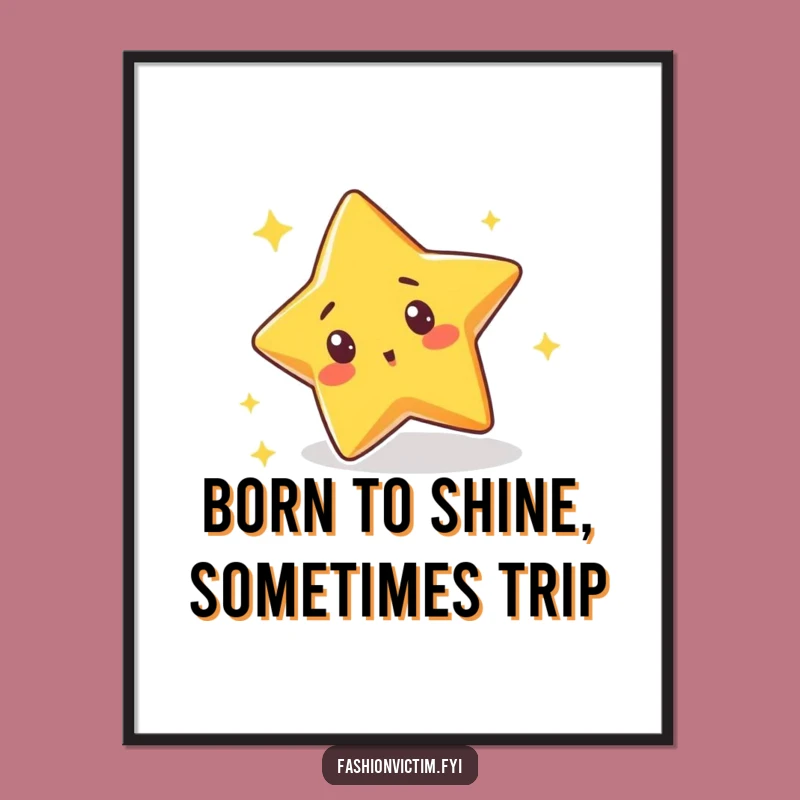 Funny Free Printable Wall Art: Tripping Star, Whimsical Downloadable Decor