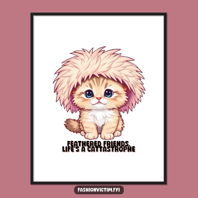 Free Printable Wall Art: Clumsy Kitten Hat - Downloadable DIY Decor