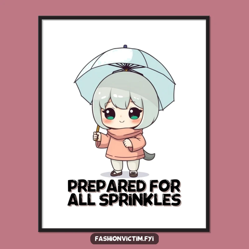 Free Printable Wall Art: Confident Character, Tiny Umbrella for Hilarious Home Decor Downloadable Art