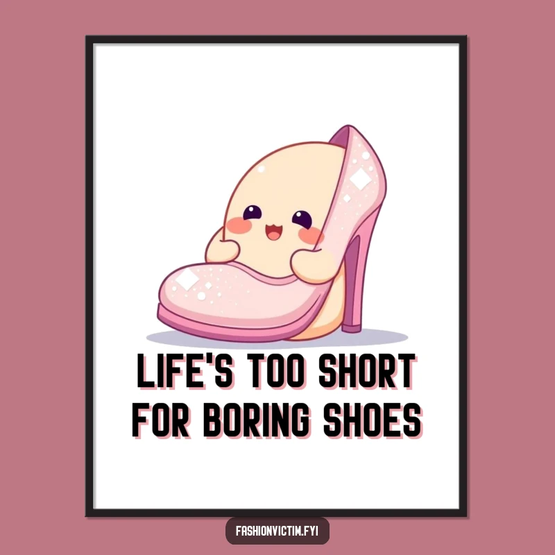 Funny Free Printable Wall Art: Sparkly Shoe Blob Character Downloadable Decor