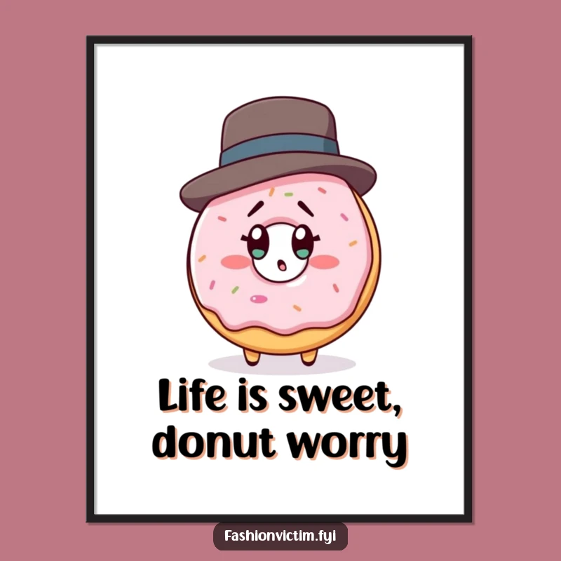 Funny Free Printable Wall Art: Shocked Donut, Designer Hat, Hilarious Downloadable Decor