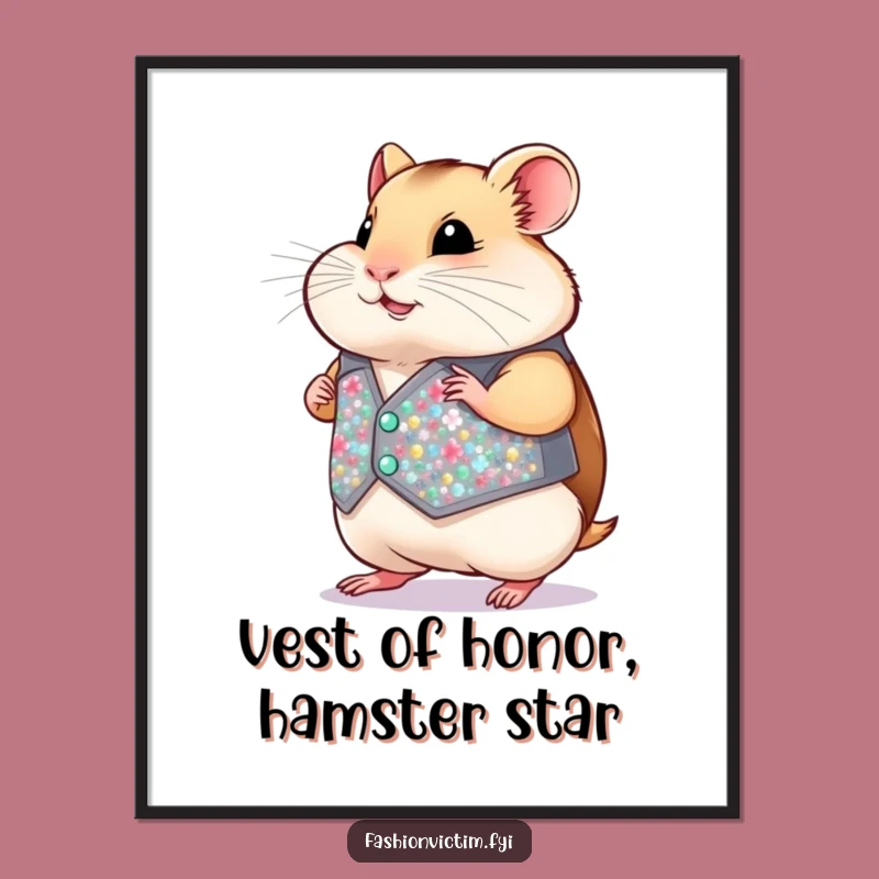 Free Printable Wall Art: Tiny Vest Hamster, Funny Downloadable Decor for a Stylish Space