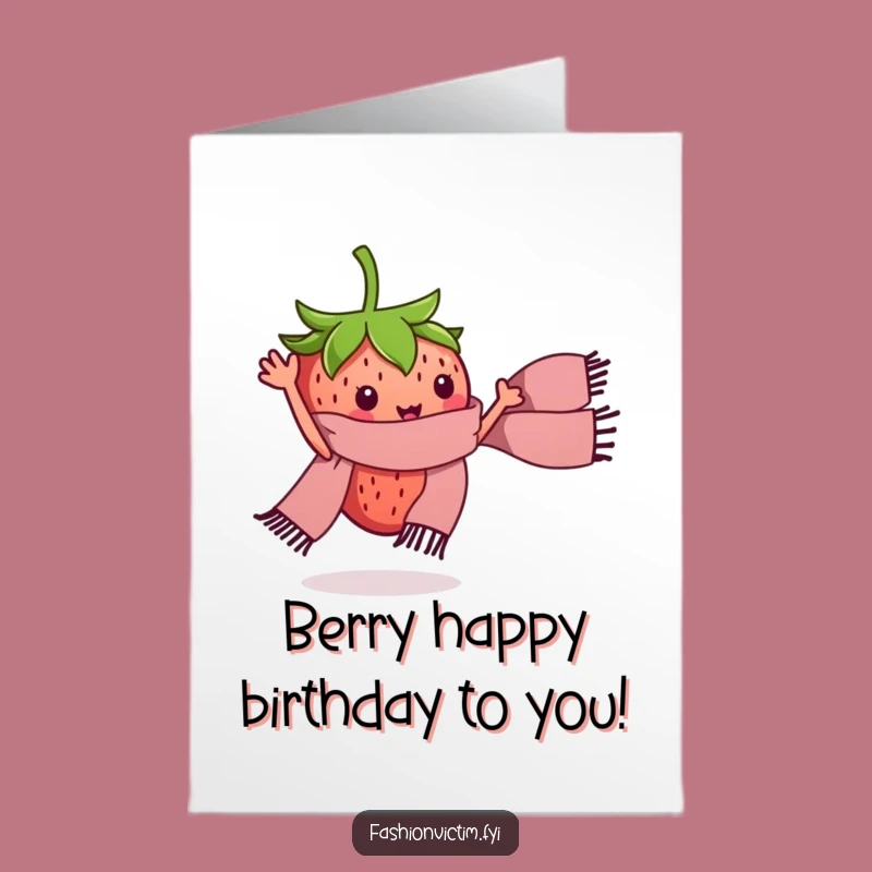 Free Printable Birthday Card: Strawberry Fun, Stylish Scarf, Energetic DIY Downloadable Gift