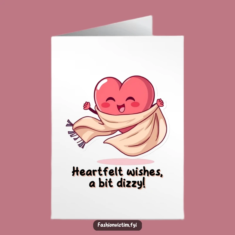 Free Printable Birthday Card: Funny Heart Scarf Spinner - Downloadable Funny Card