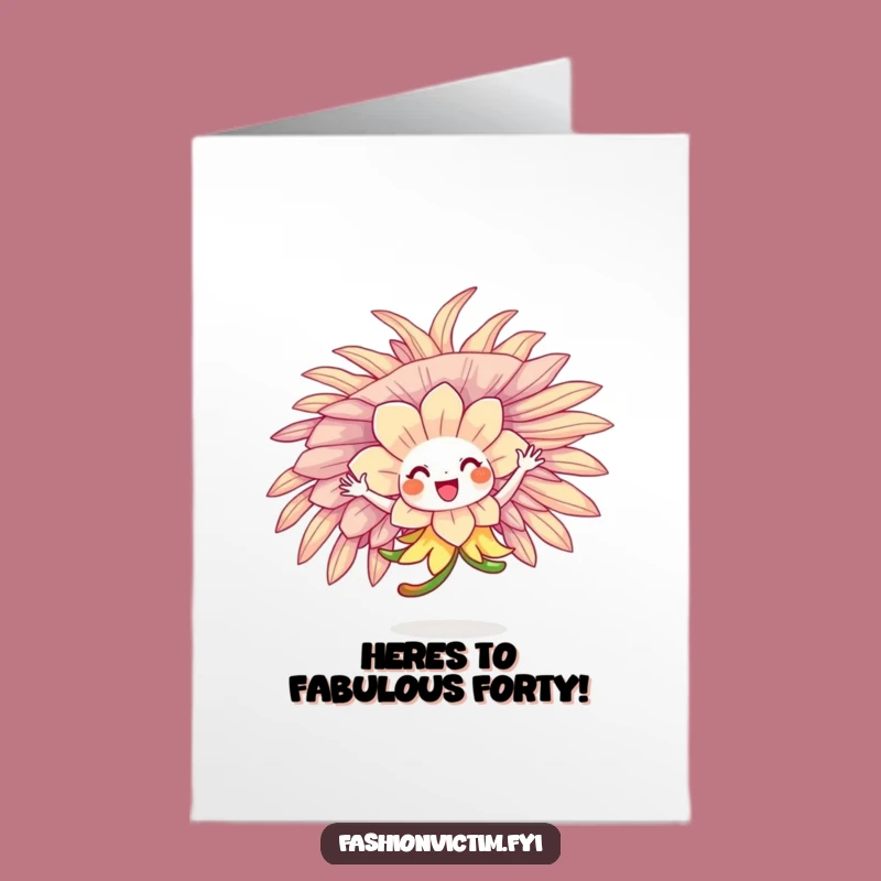Free Printable Birthday Card: Joyful Flower in Big Feather Hat Fun Download