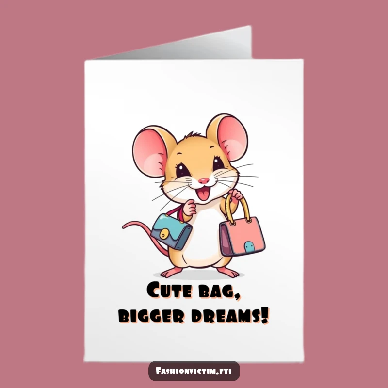 Funny Free Printable Birthday Card: Chic Mouse with Designer Bag, Perfect Humorous Downloadable Gift