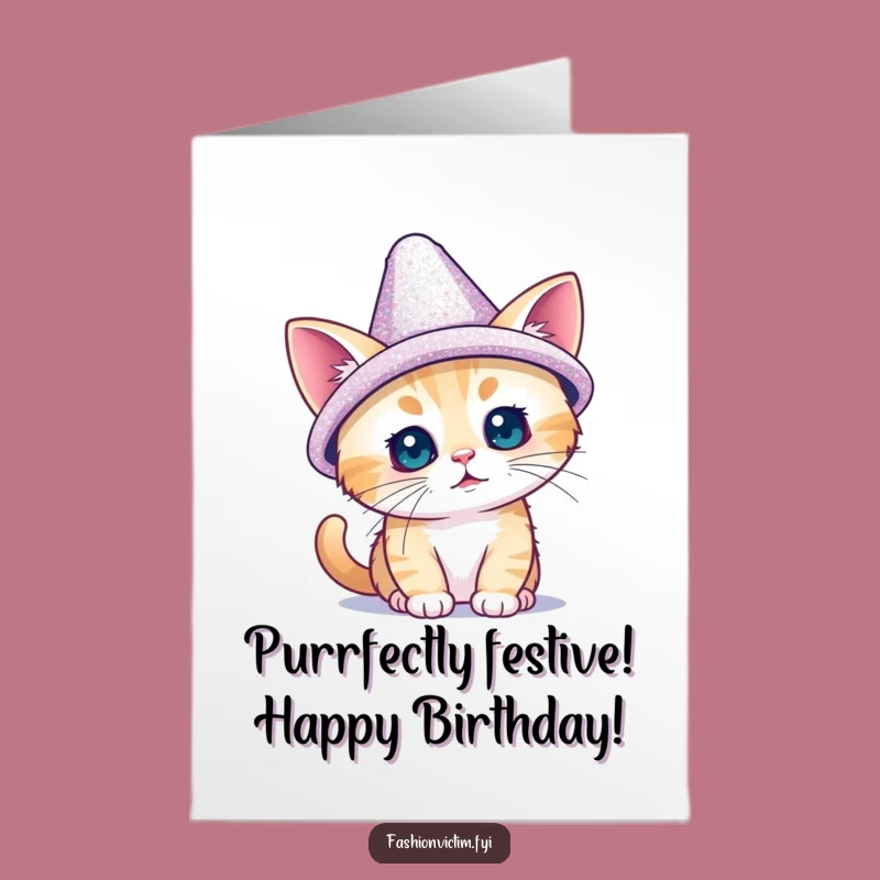 Free Printable Birthday Card: Sparkly Cat Hat Gag Gift Download
