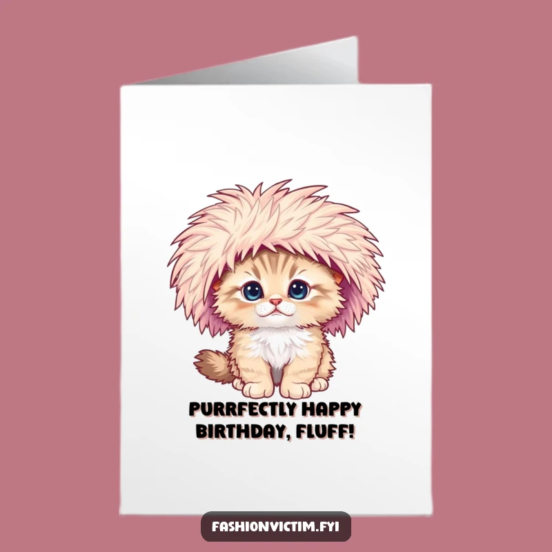 Free Printable Birthday Card: Clumsy Kitten Hat - Downloadable DIY Gift