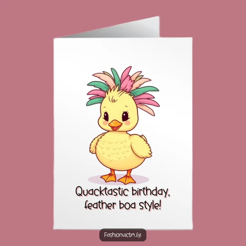 Free Printable Birthday Card: Flamboyant Duckling Boa Fun for a Hilarious Downloadable Gift