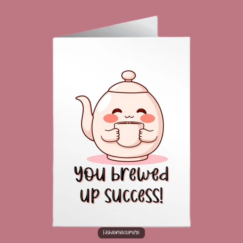 Free Printable Congrats Card: Shy Teapot Emote, Humorous Downloadable Gift