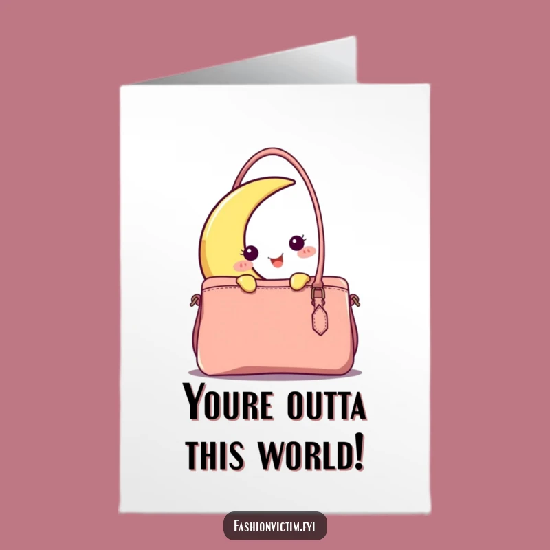Free Printable Congrats Moon Card: Funny Downloadable Moon & Handbag Gift