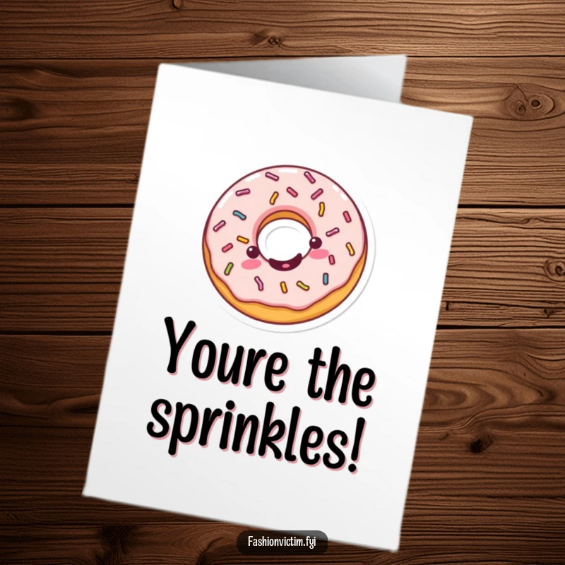 Funny Free Printable Congrats Card: A happy Kawaii donut with sprinkles does a celebratory spin, full of sugary excitement.