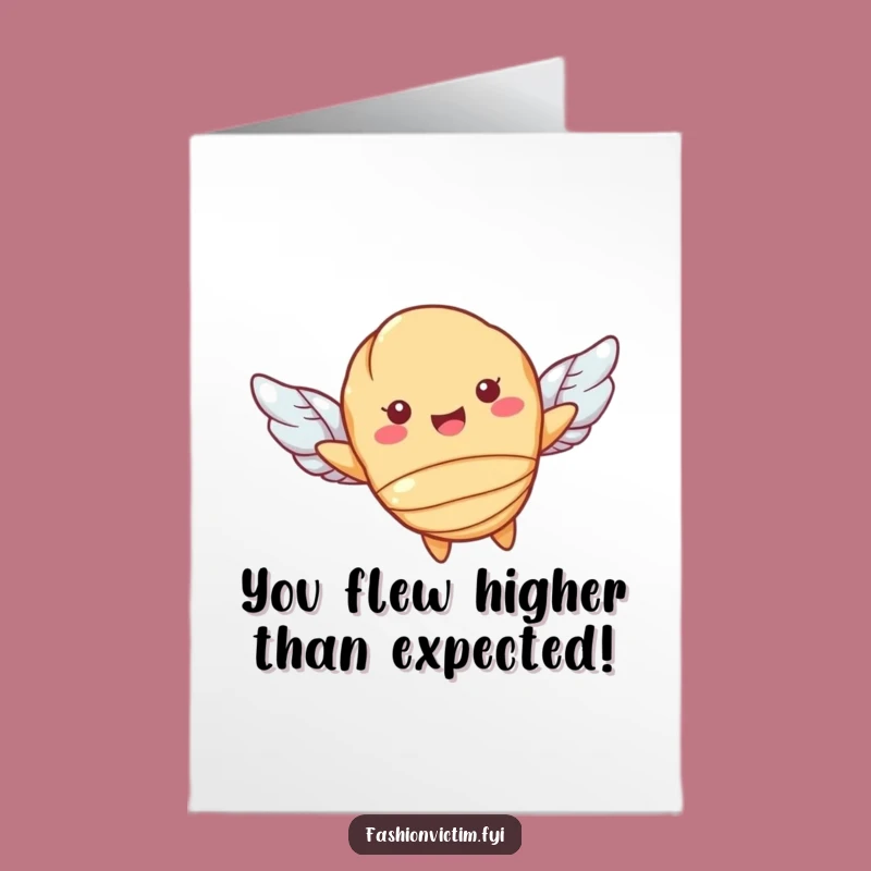 Free Printable Croissant Congrats Card: Hilarious Flying Pastry, Downloadable Achievement Gift