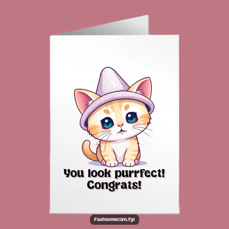 Free Printable Congrats Card: Sparkly Cat Hat Gag Gift Download