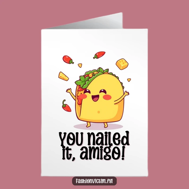Free Printable Kawaii Taco Congrats Card - Hilarious Taco Celebration Downloadable Gift