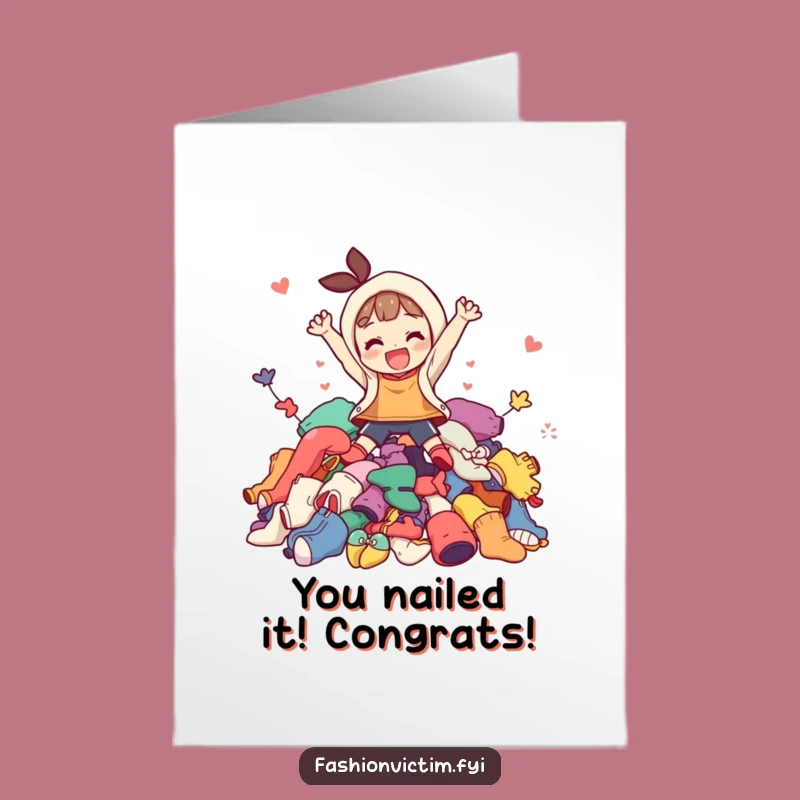 Free Printable Congrats Card: Joyful Jumper, Funny Fashion Pile Design